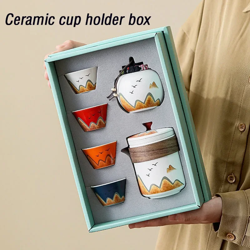 Coffee Tea Drawer Organizer - Gift Box,Chinese Style Ceramic Tea Cup,Porcelain