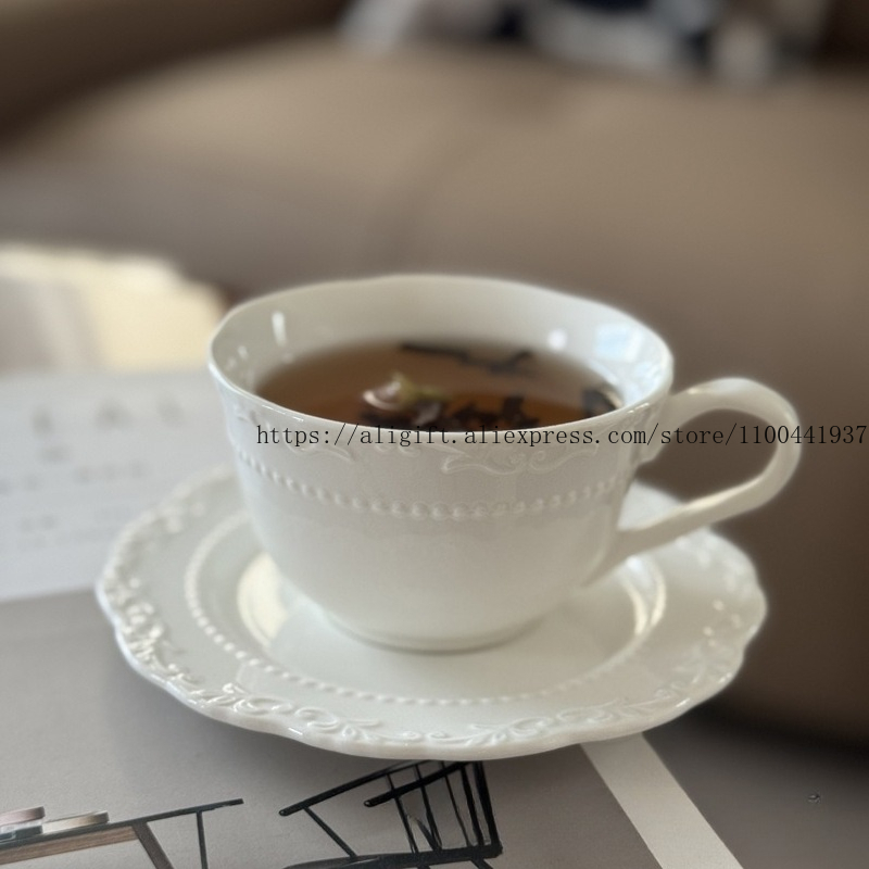 Coffee Tea For Me - French Light Luxury Embossed Floral Coffee