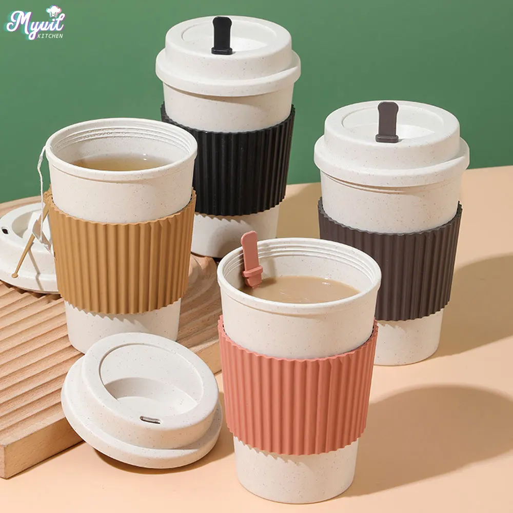 Coffee Tea For Me - 450ML Coffee Cups With Lids Wheat