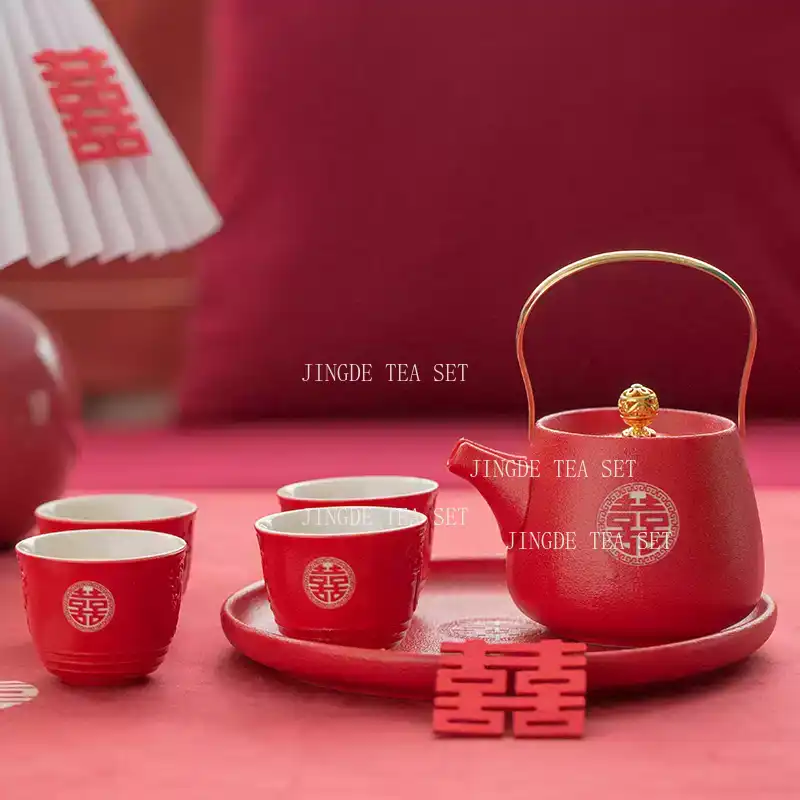 Coffee Tea Set Up - Gốm Đỏ Đôi Hạnh Phúc Bình