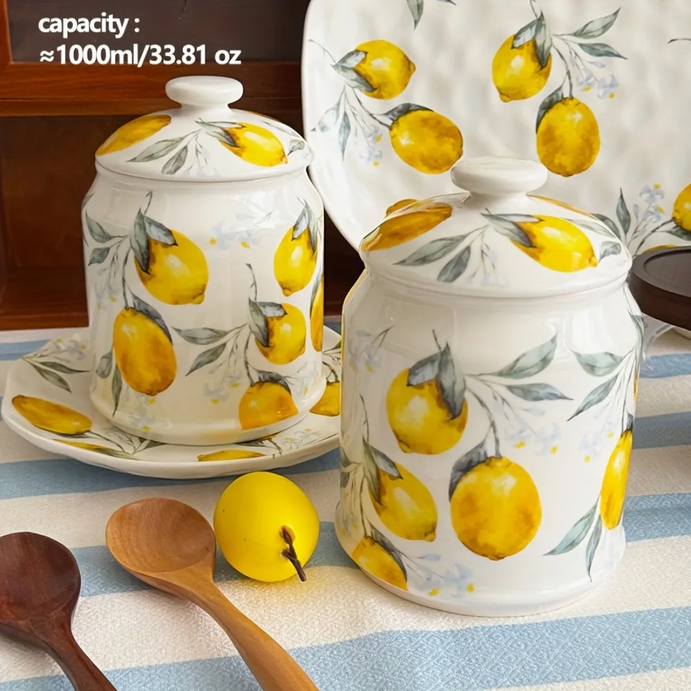 Lemon Patterned Ceramic Storag - đánh giá và giá Lemon Tea Coffee