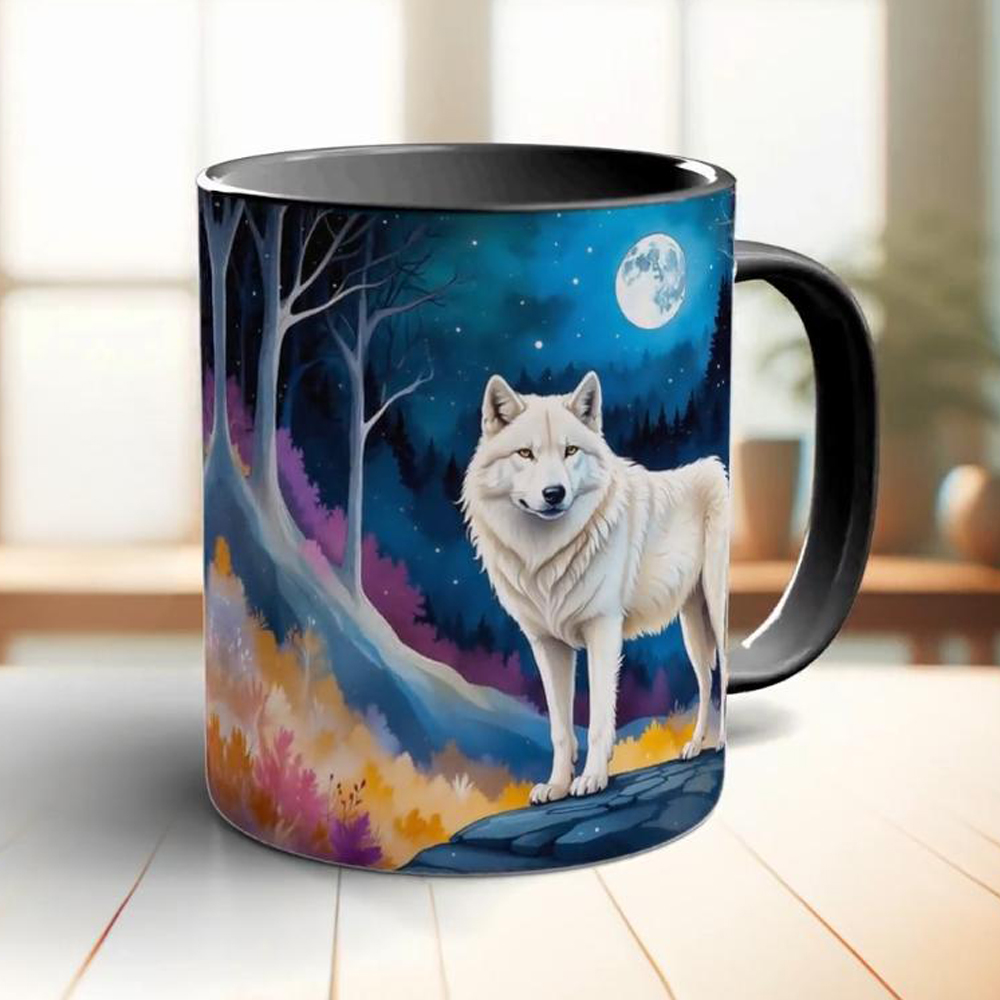 Moon and white wolf coffee mug - đánh giá và giá Coffee Tea Friends