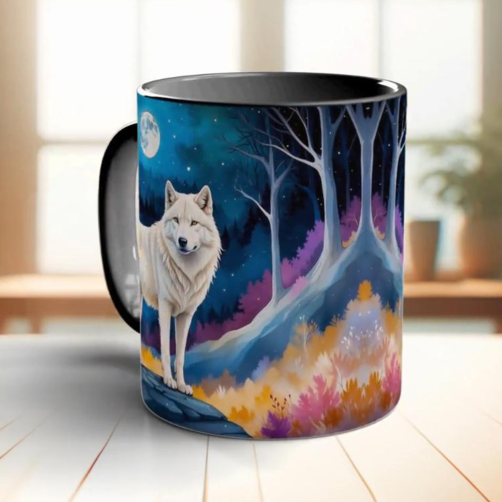 Moon and white wolf coffee mug - đánh giá và giá Coffee Tea Friends
