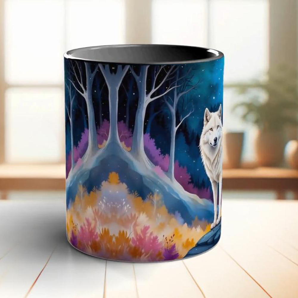 Moon and white wolf coffee mug - đánh giá và giá Coffee Tea Friends