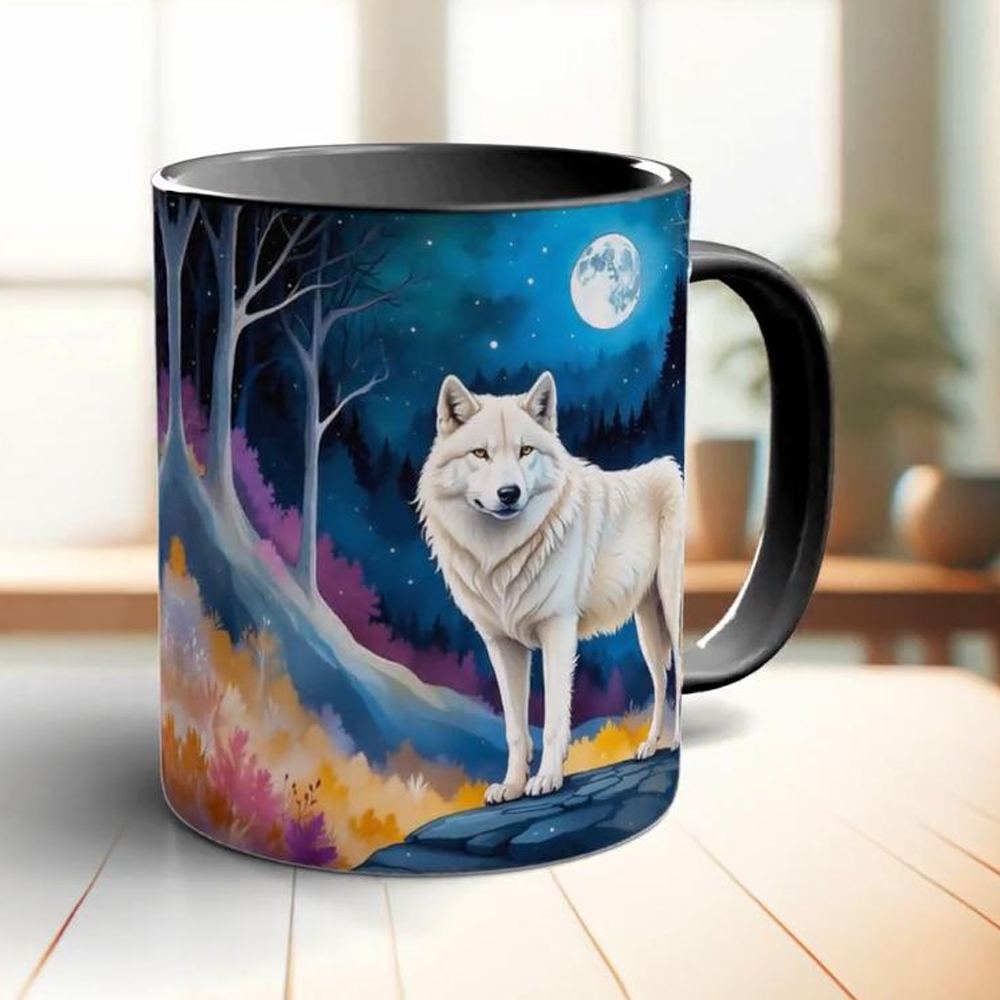 Moon and white wolf coffee mug - đánh giá và giá Coffee Tea Friends