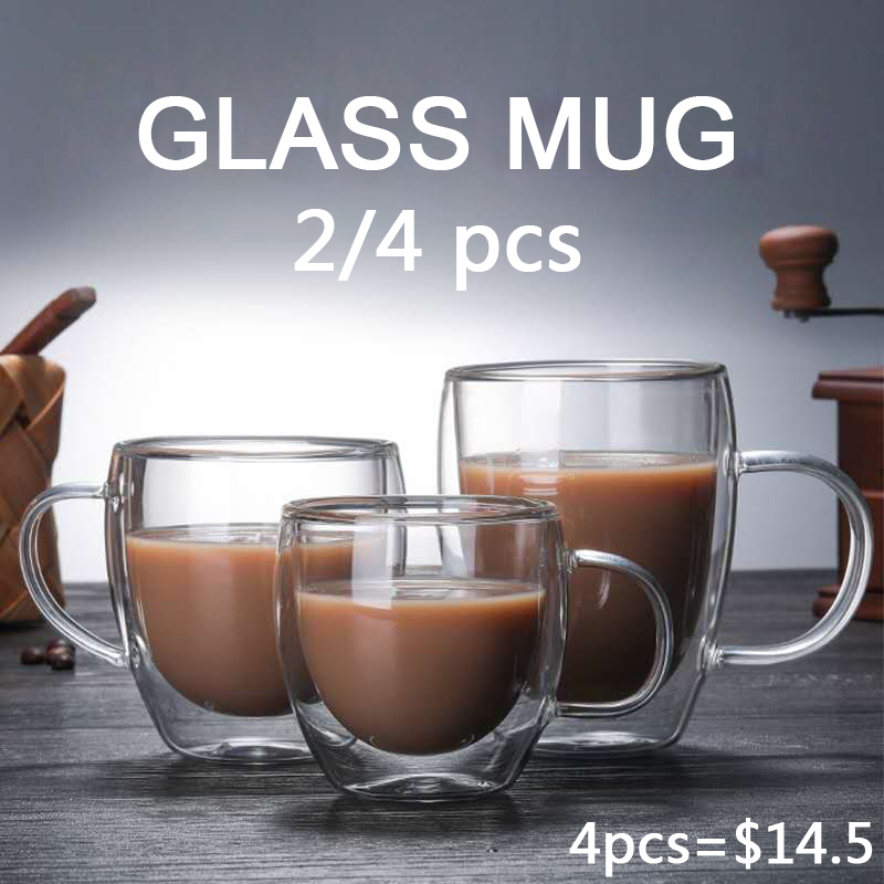 2/3/4Pcs Double Wall High Boro - đánh giá và giá Lemon Tea Coffee