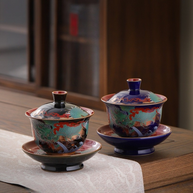 Creative Retro Ceramic Gaiwan  - đánh giá và giá Coffee Tea Set Up