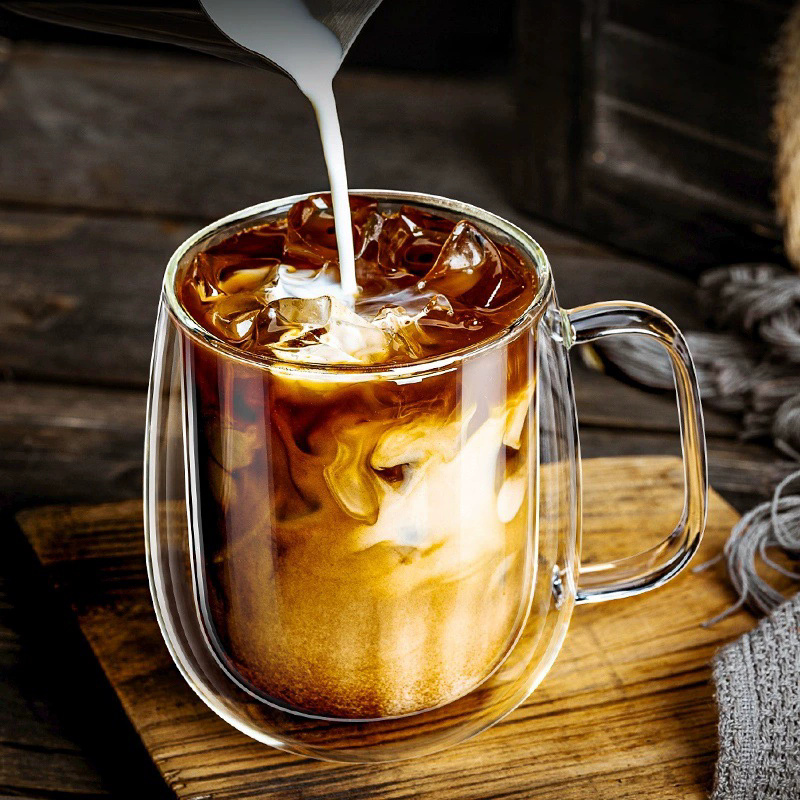 350ML Double Wall Glass Cup wi - đánh giá và giá Lemon Tea Coffee