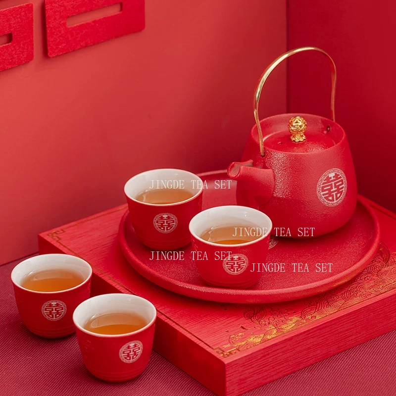 Gốm Đỏ Đôi Hạnh Phúc Bình Trà  - đánh giá và giá Coffee Tea Set Up