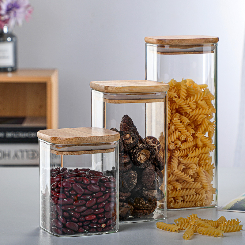 Bamboo Glass Tins Transparent  - đánh giá và giá Coffee Tea Drawer Organizer